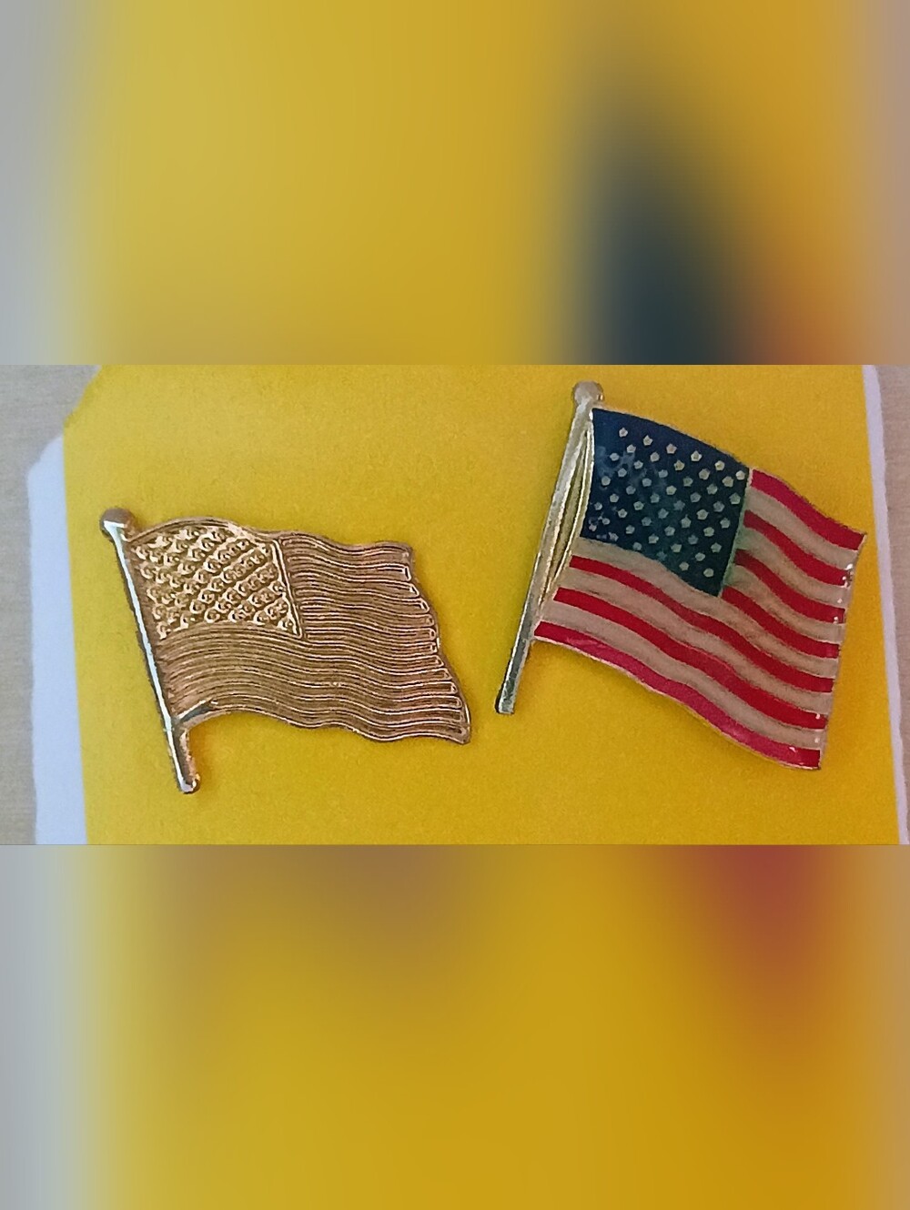 American Flag Lapel Pins - Gold & Red/Blue Enamel